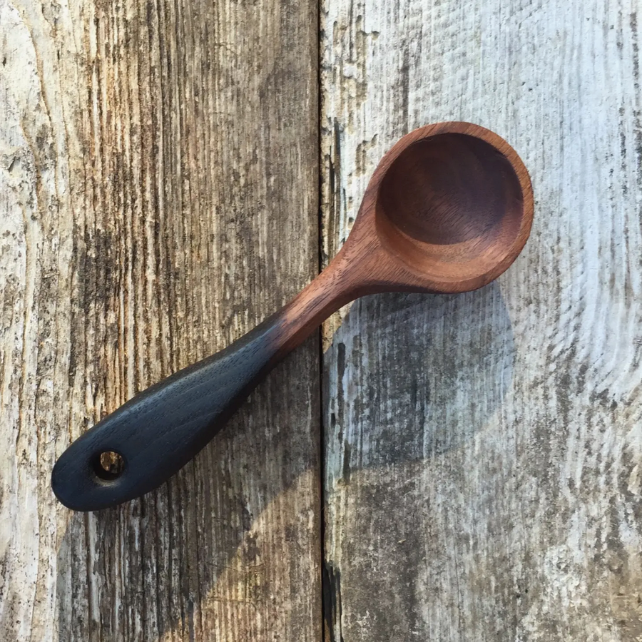 Handcarved Wooden Scoop with Charred Handle, Walnut