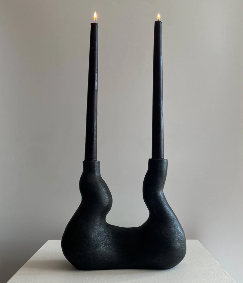 Double Black Candlestick Holder