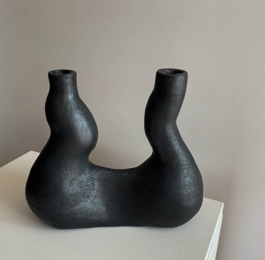 Double Black Candlestick Holder