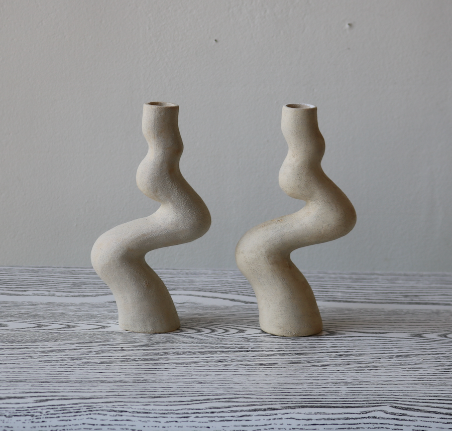 Moon Candlestick Holders, Set of 2