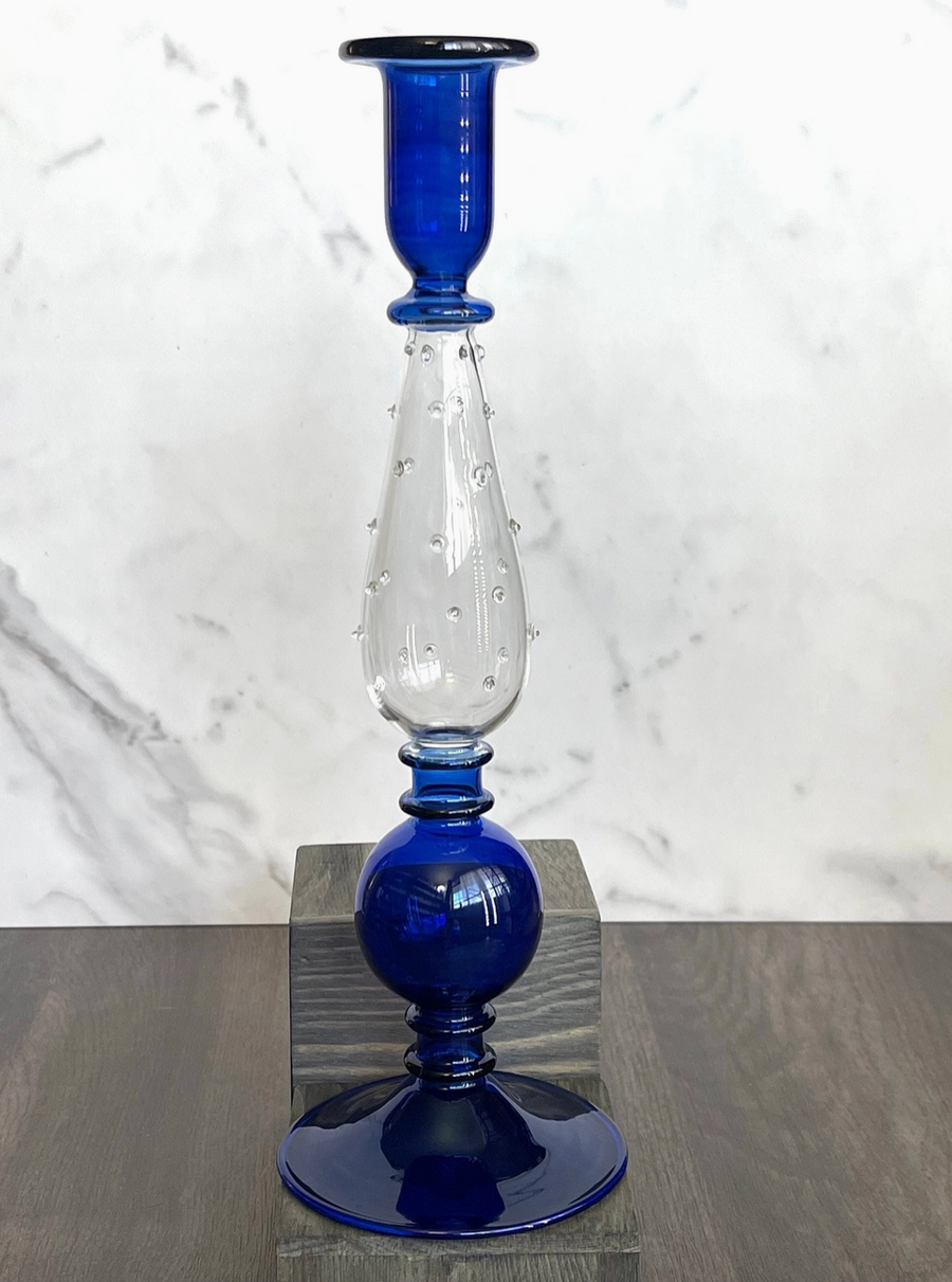 Teardrop/Globe Candlestick Holder, Cobalt Blue