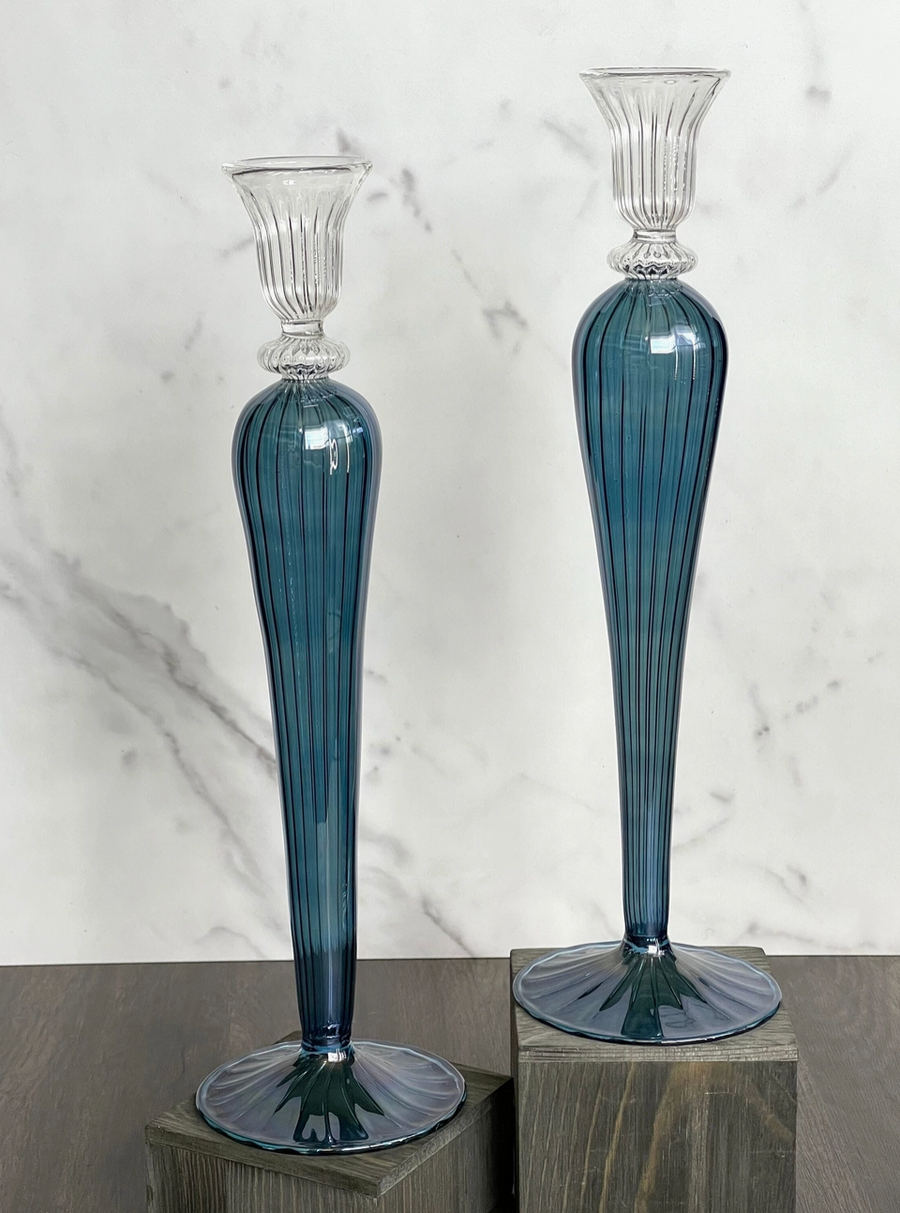 Swirl Glass Candlestick Holder