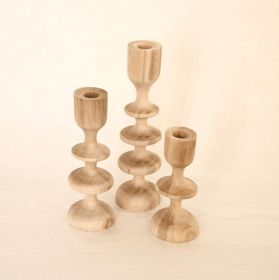 Turned Light Wood, Set of 3