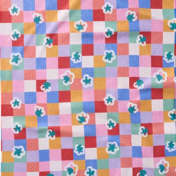 Floral Checks Tea Towel