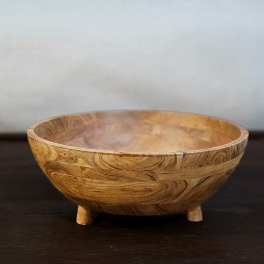 Round Footed Wood Bowl