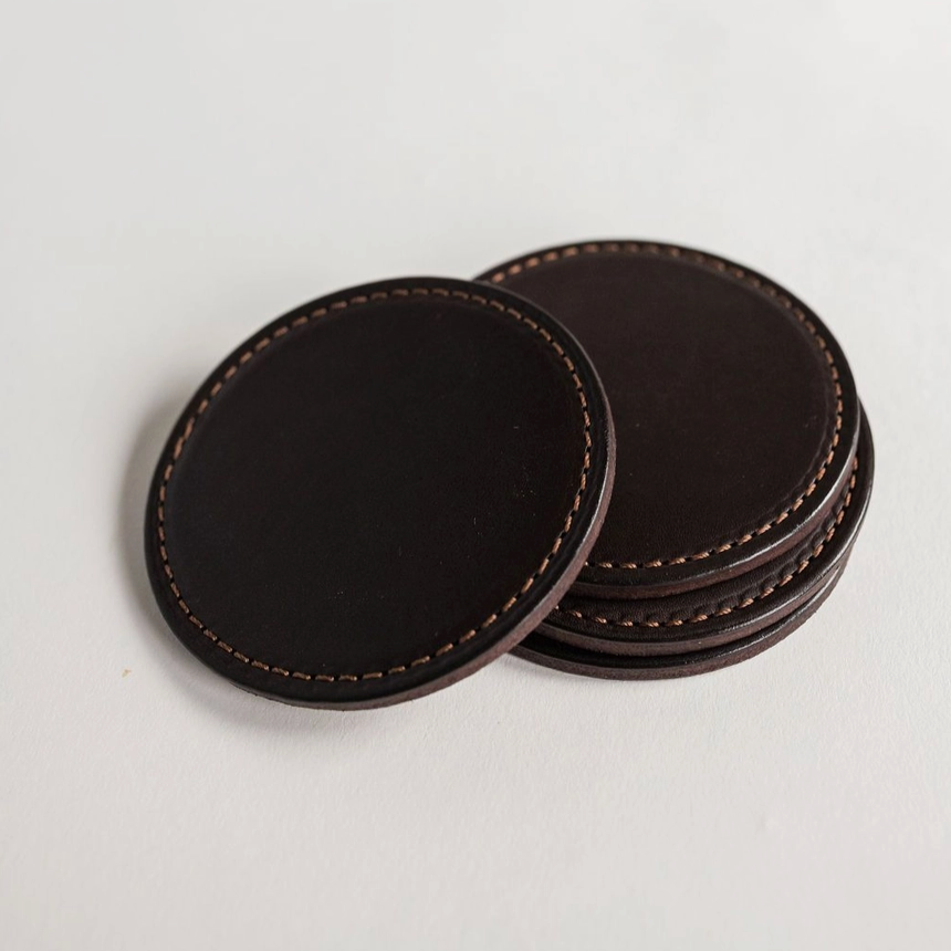 Leather Coaster, Set of 4 - Tobacco