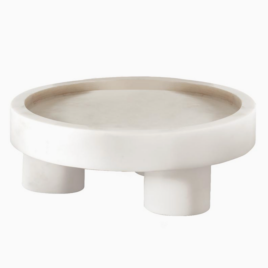 White Marble Footed Tray