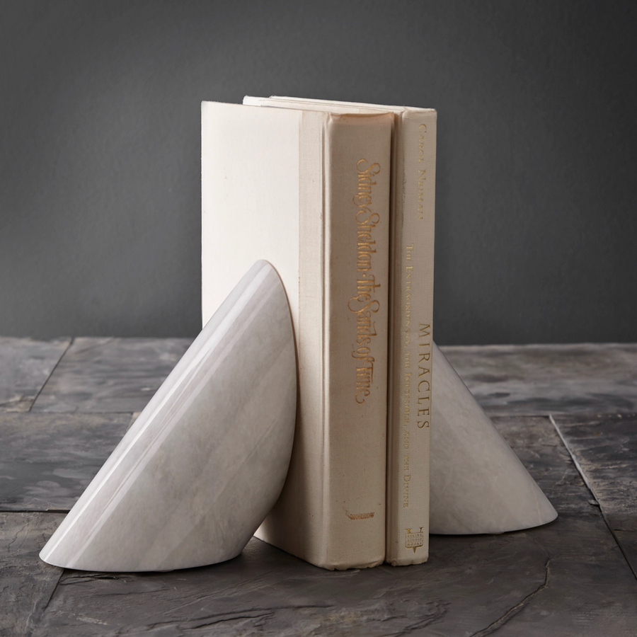 Pearl White Marble Bookends