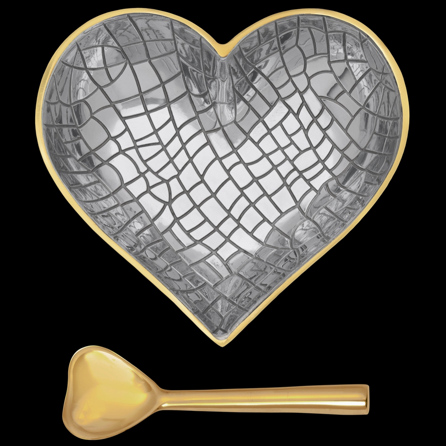 Happy Gold & Silver Croc Heart with Spoon