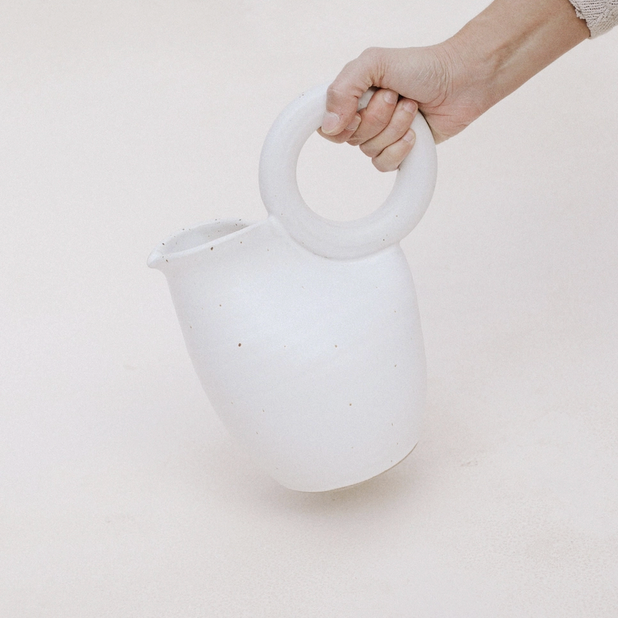 Ceramic Ring Pitcher, White