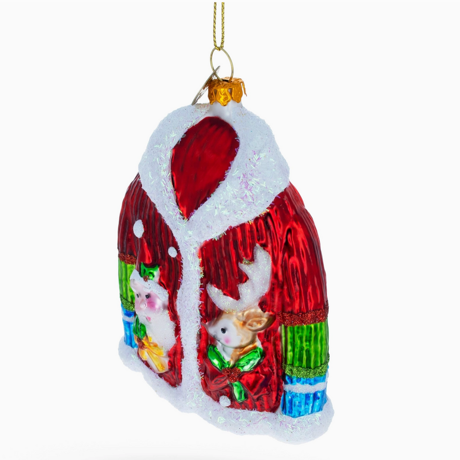 Christmas Jacket With Santa and Reindeer Ornament