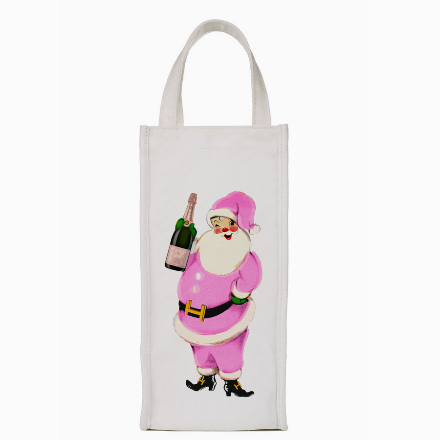 Santa With Champagne Wine Bag