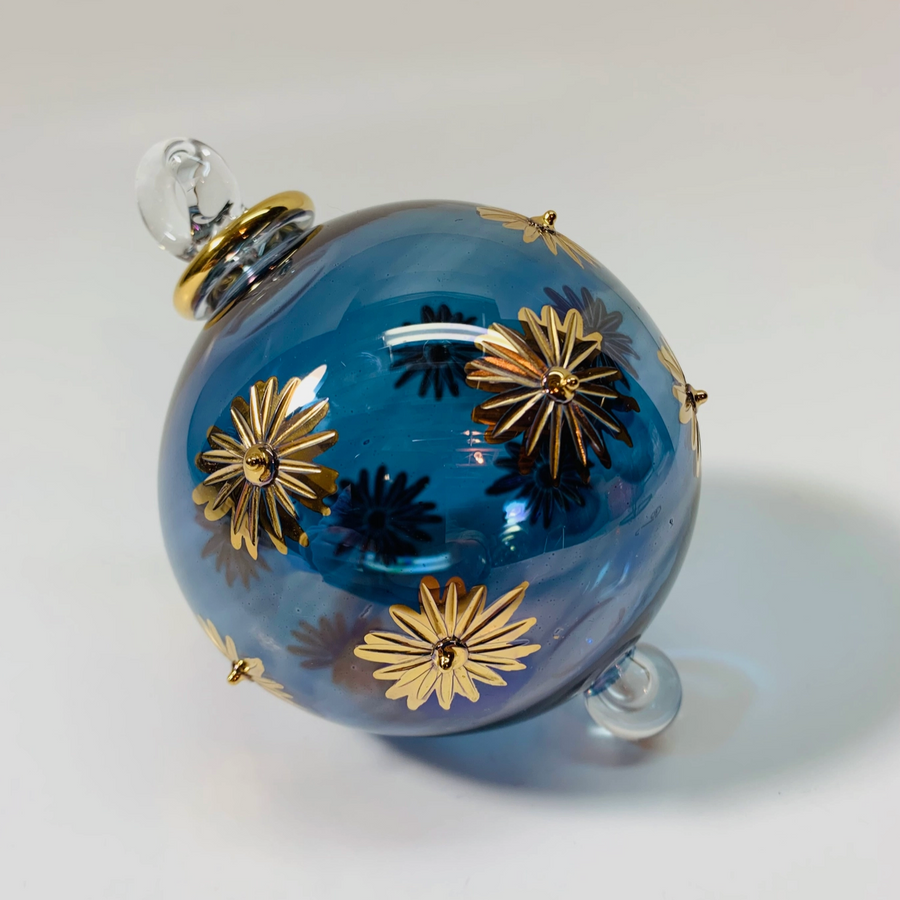 Starry Sky Blown Glass Ornament, Blue