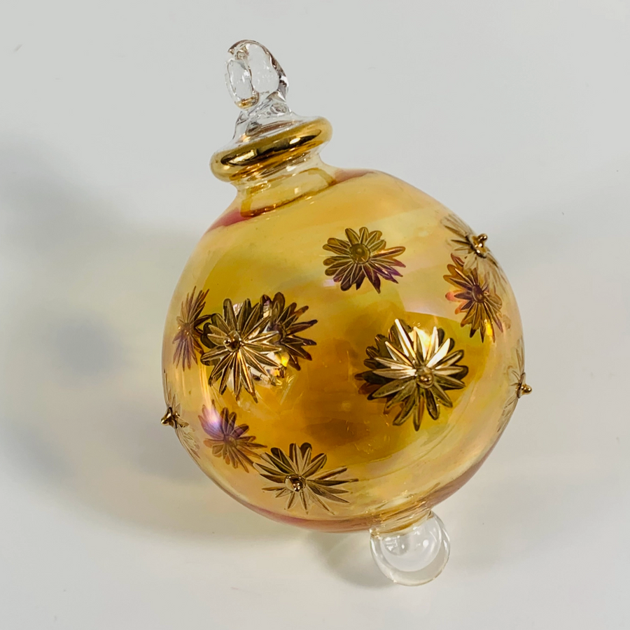 Starry Sky Blown Glass Ornament, Yellow