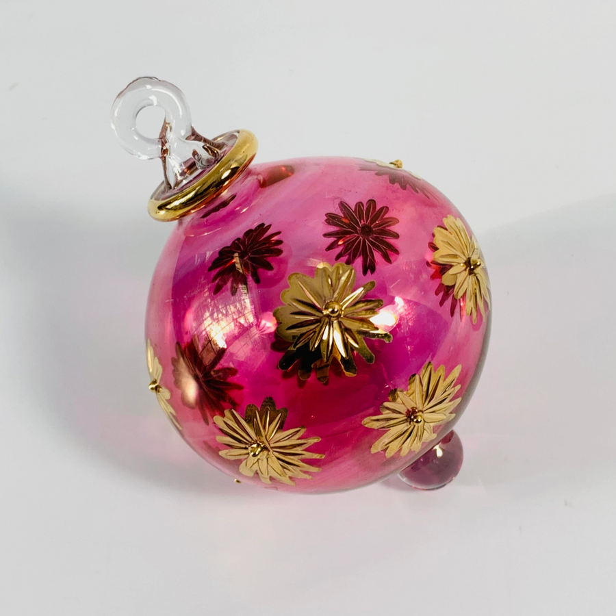 Starry Sky Blown Glass Ornament, Red