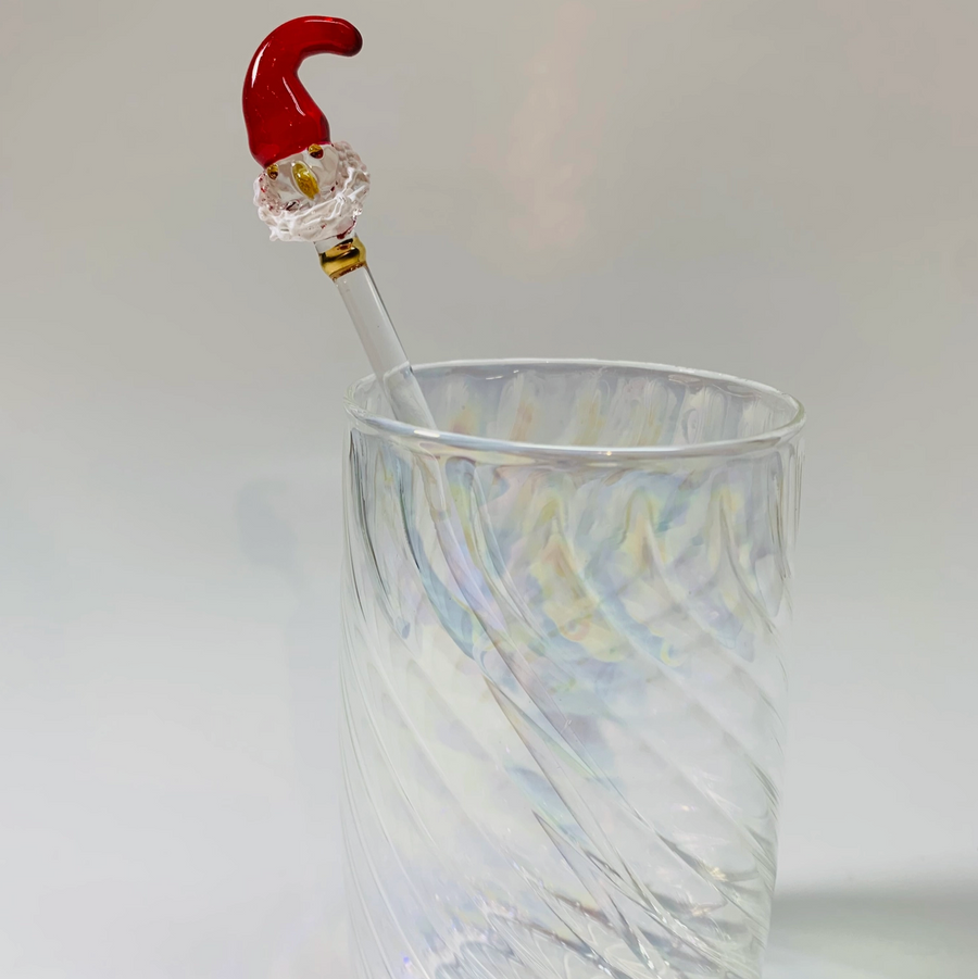 Santa Blown Glass Cocktail Stirrer