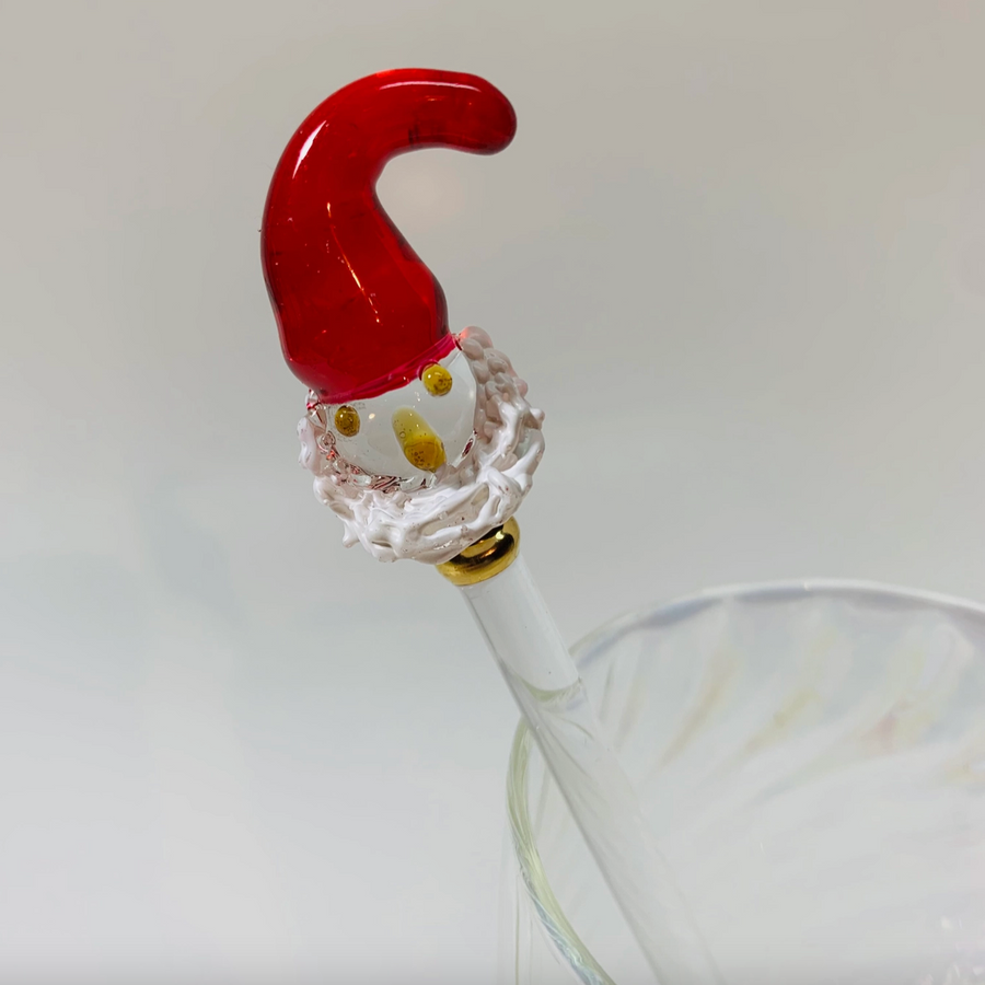 Santa Blown Glass Cocktail Stirrer