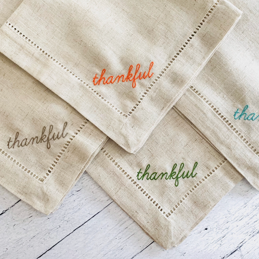 Thankful Cloth Napkins, Set of Four, one of each color