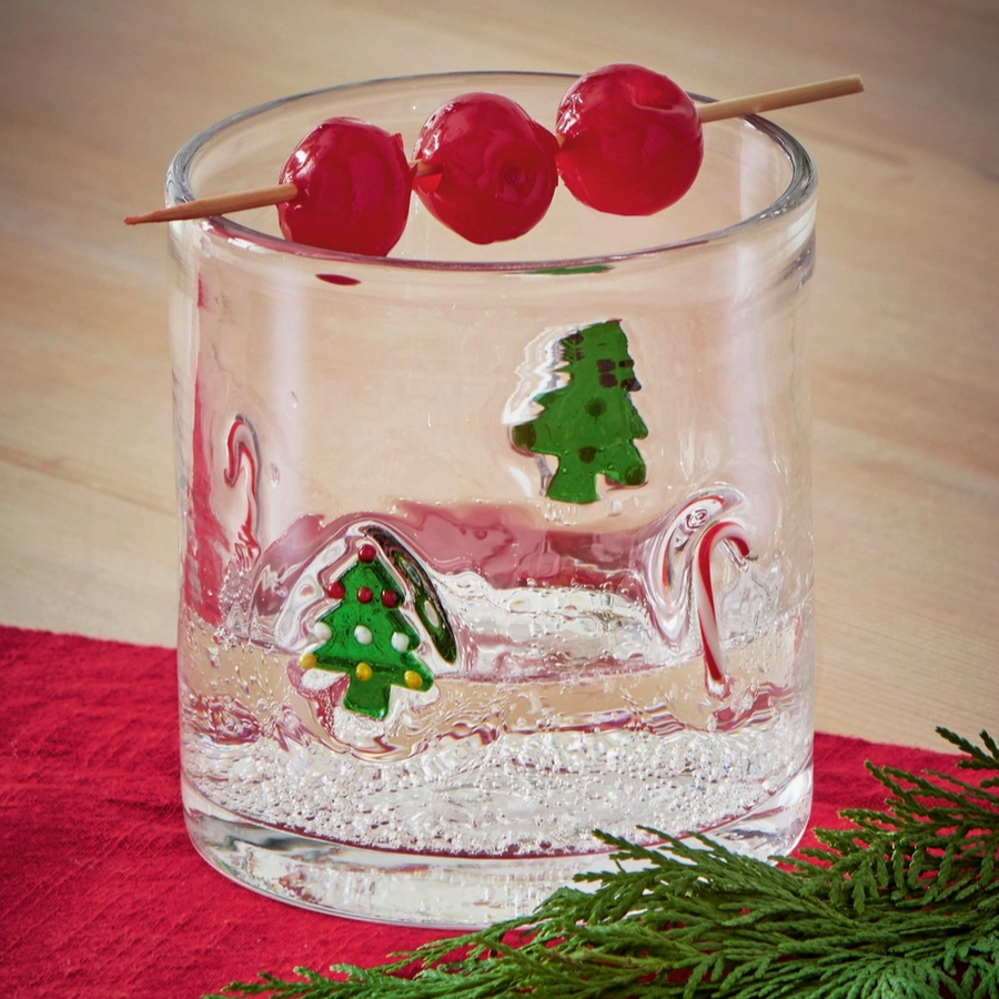 Christmas Tree and Candy Cane Glass