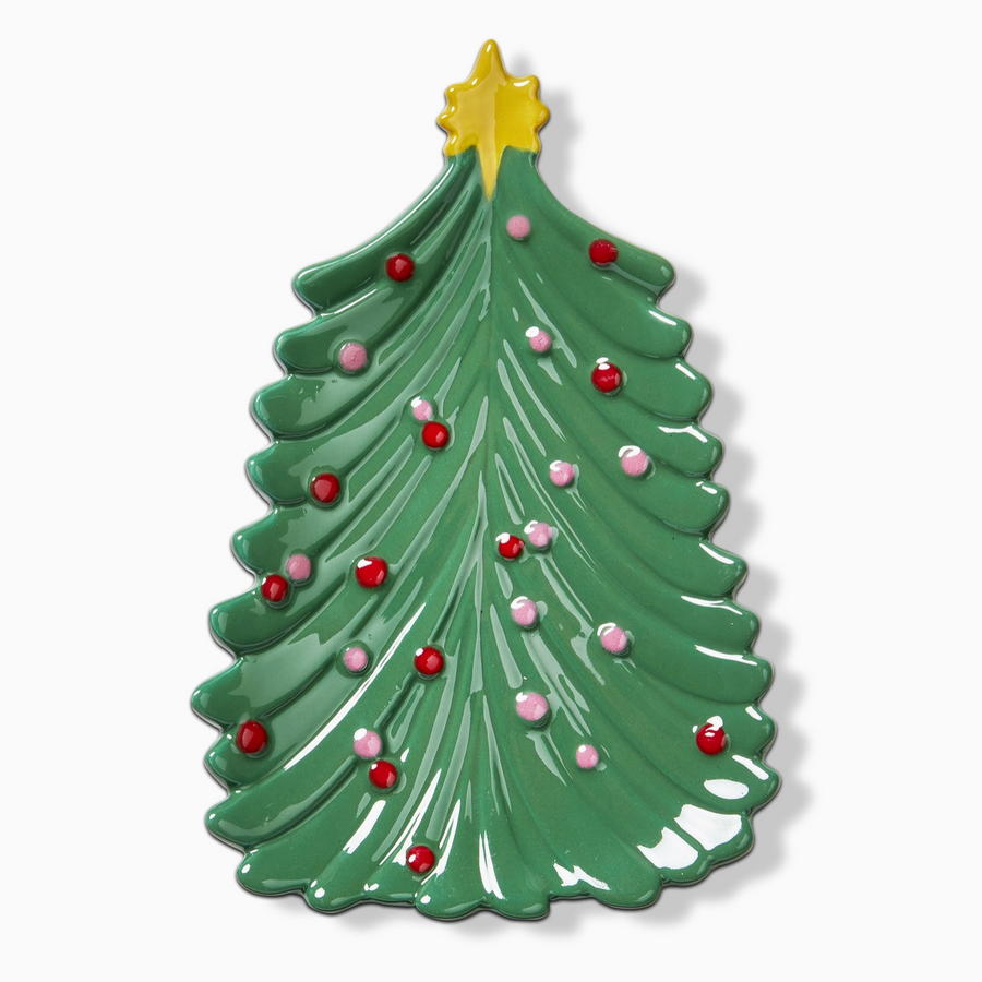 Green Christmas Tree Tidbit Plate