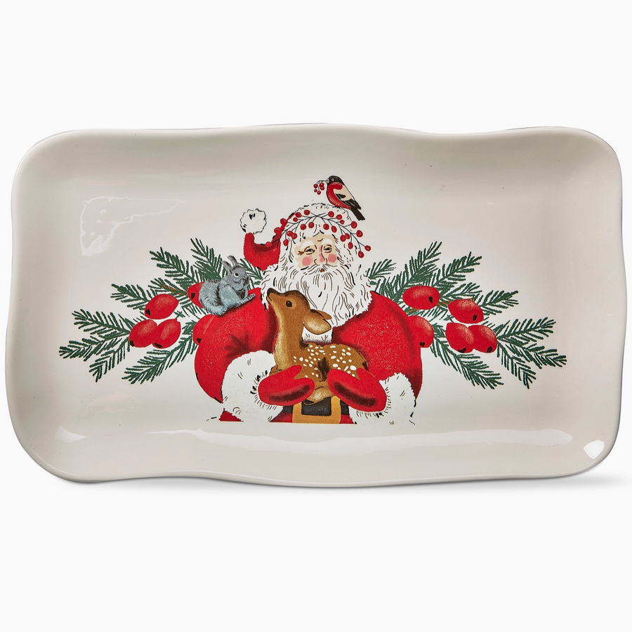 Christmas Woodland Santa Rectangle Platter