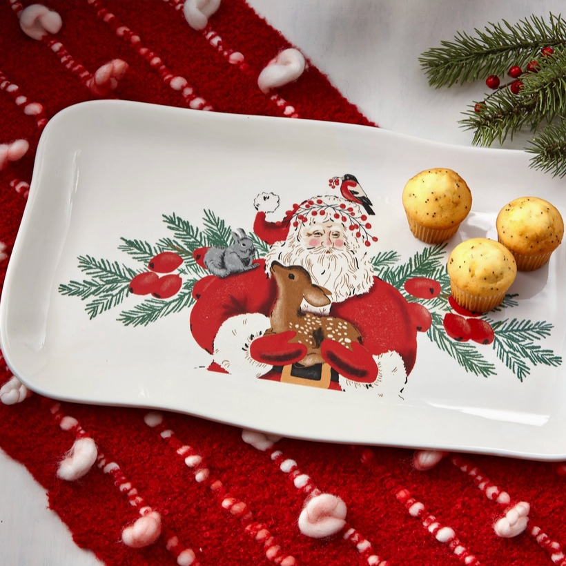 Christmas Woodland Santa Rectangle Platter