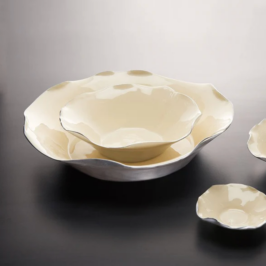 Large Ruffled Bowl, Oyster