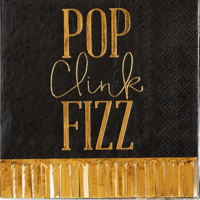 Pop Clink Fizz Fringed Paper Cocktail Napkins