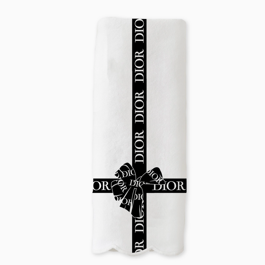 Black Bow Scalloped Kitchen Towel