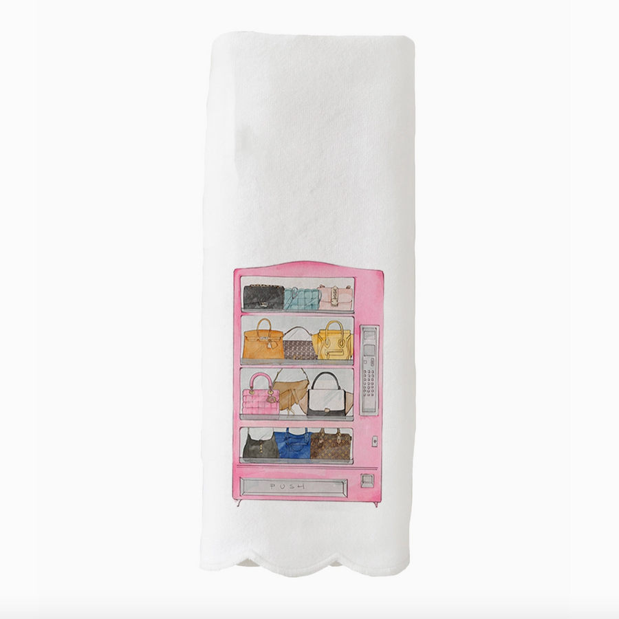 Designer Bag Vending Machine Scalloped Kitchen Towel