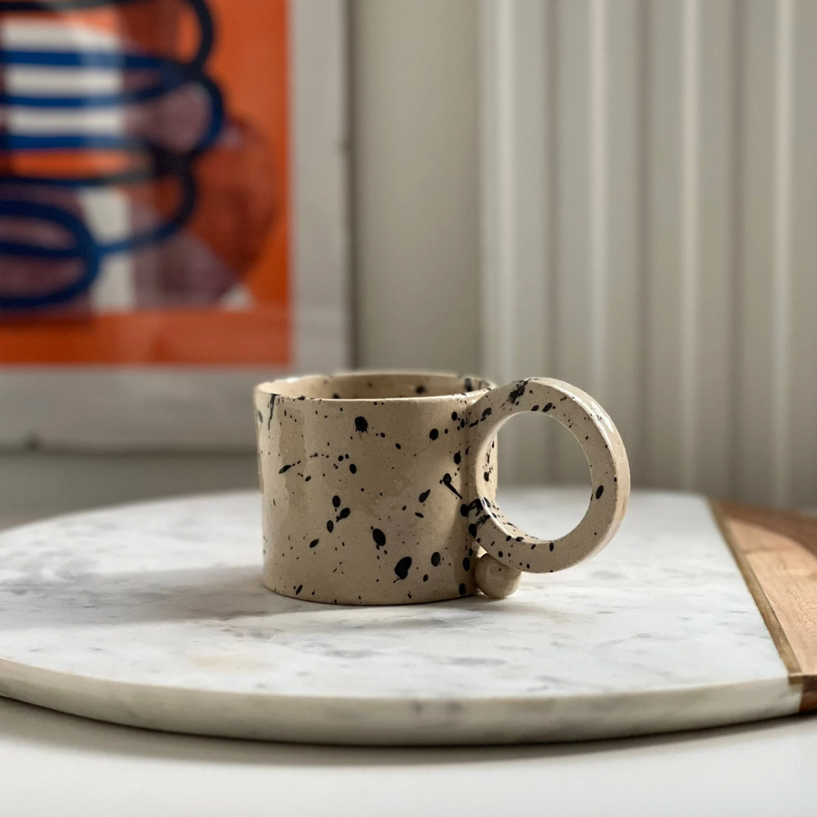 Beige with Black Splatter Mug