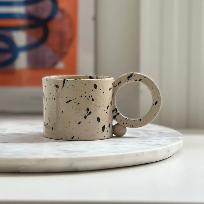 Beige with Black Splatter Mug