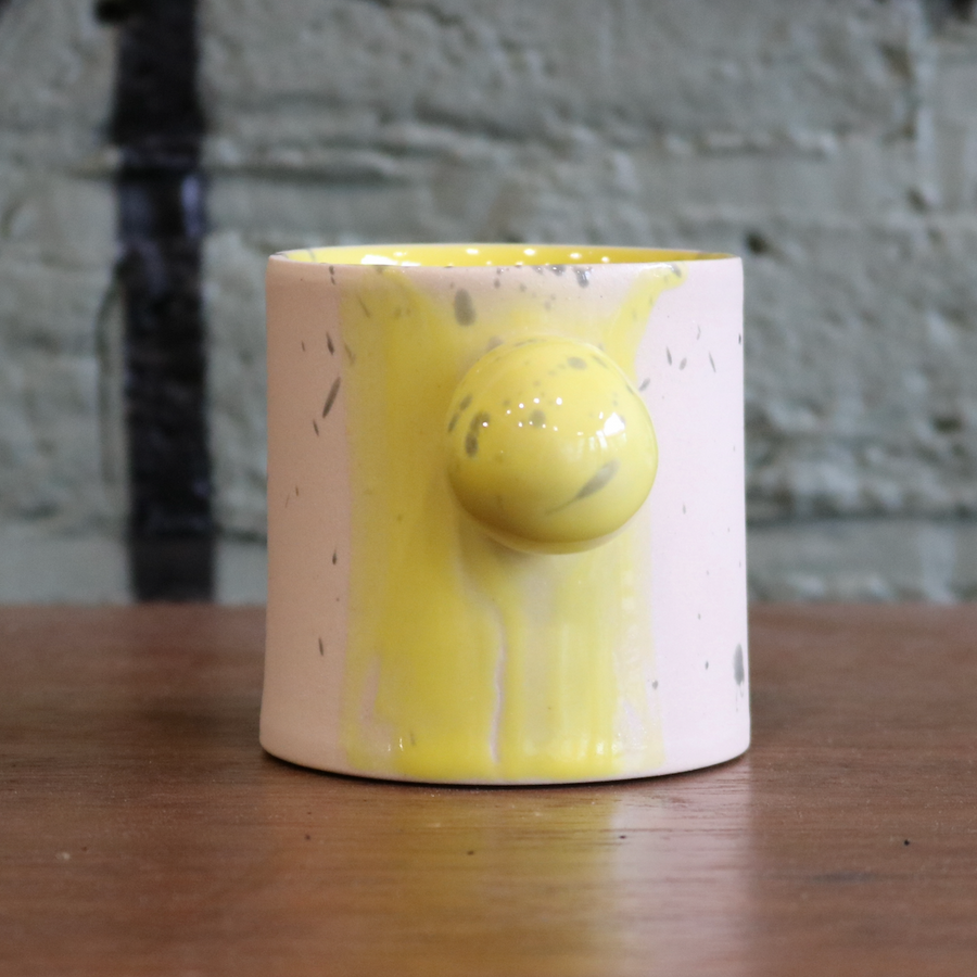 Beige with Yellow Splatter Sphere Mug